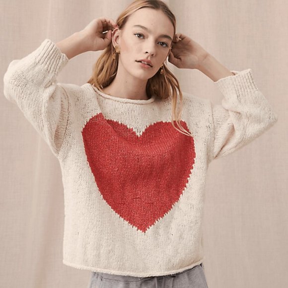Lou & Grey Sweaters - Lou & Grey Grey Knit Heart Sweater S